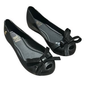 MEL By MELISSA Girls Ultra Girl Bow Shoes 13 Black Slip On Jelly Wedge Shoe Girl